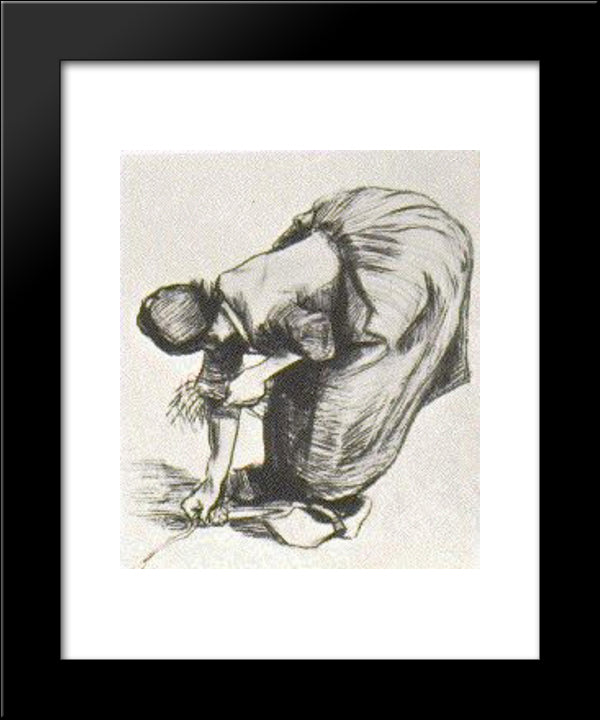 Peasant Woman Gleaning 20x24 Black Modern Wood Framed Art Print Poster by Van Gogh, Vincent