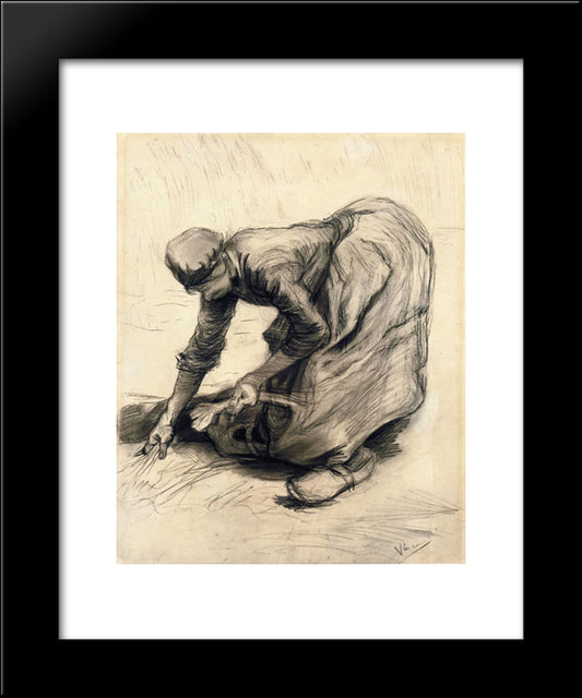 Peasant Woman Gleaning 20x24 Black Modern Wood Framed Art Print Poster by Van Gogh, Vincent