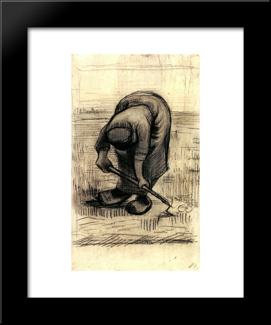 Peasant Woman Lifting Potatoes 20x24 Black Modern Wood Framed Art Print Poster by Van Gogh, Vincent