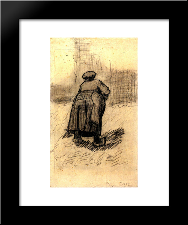 Peasant Woman Lifting Potatoes 20x24 Black Modern Wood Framed Art Print Poster by Van Gogh, Vincent