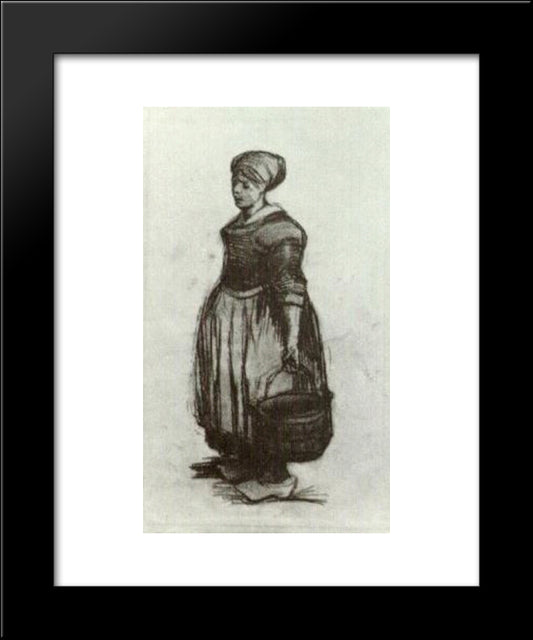 Peasant Woman With A Bucket 20x24 Black Modern Wood Framed Art Print Poster by Van Gogh, Vincent