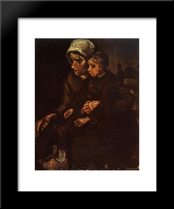 Peasant Woman With A Child In Her Lap 20x24 Black Modern Wood Framed Art Print Poster by Van Gogh, Vincent