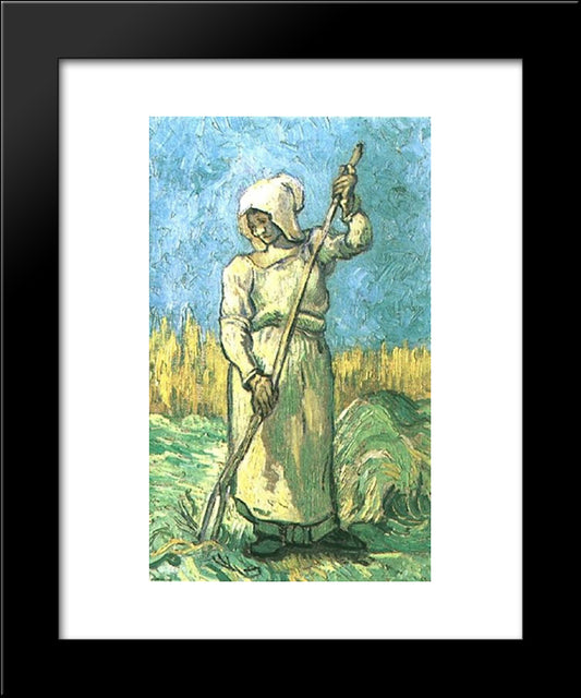 Peasant Woman With A Rake After Millet 20x24 Black Modern Wood Framed Art Print Poster by Van Gogh, Vincent