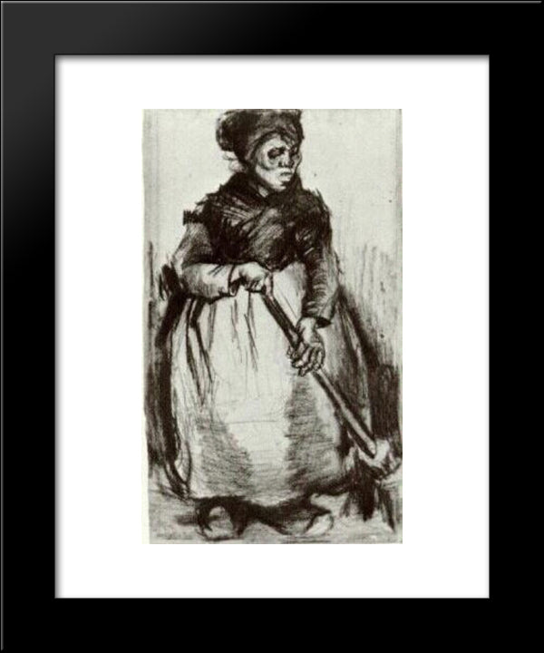 Peasant Woman With Broom 20x24 Black Modern Wood Framed Art Print Poster by Van Gogh, Vincent