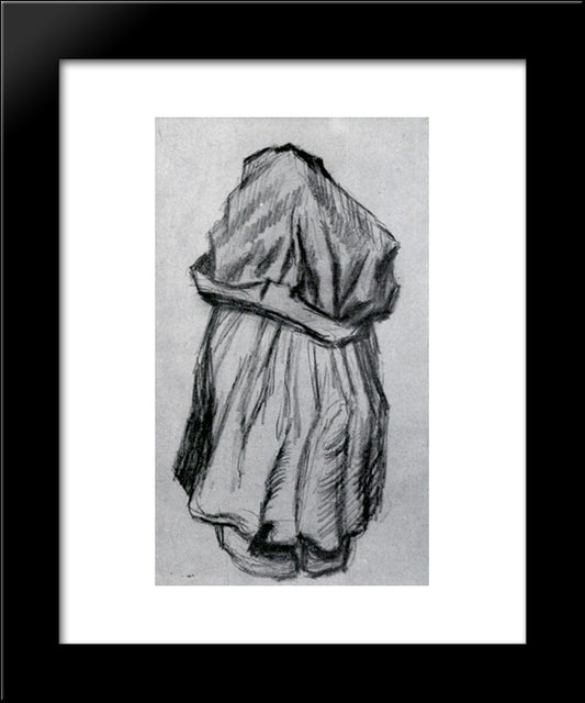 Peasant Woman With Shawl Over Her Head, Seen From The Back 20x24 Black Modern Wood Framed Art Print Poster by Van Gogh, Vincent