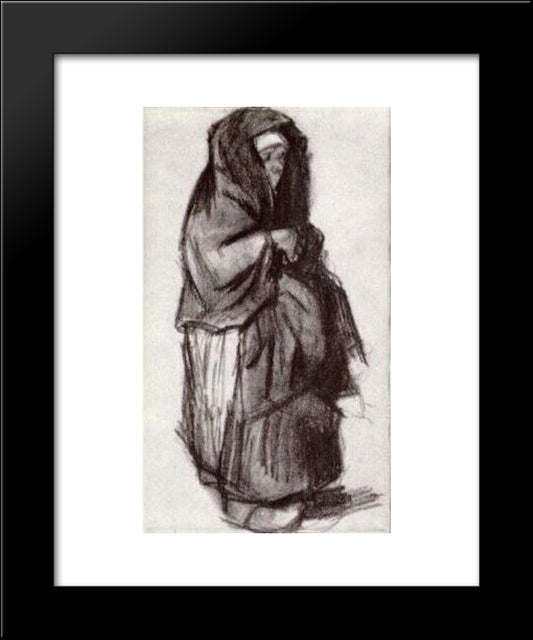 Peasant Woman With Shawl Over Her Head, Seen From The Side 20x24 Black Modern Wood Framed Art Print Poster by Van Gogh, Vincent