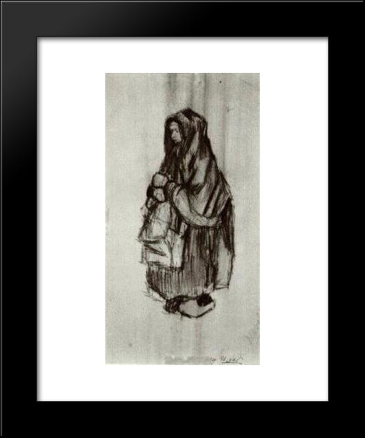 Peasant Woman With Shawl Over Her Head, Seen From The Side 2 20x24 Black Modern Wood Framed Art Print Poster by Van Gogh, Vincent