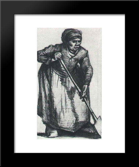 Peasant Woman With Spade 20x24 Black Modern Wood Framed Art Print Poster by Van Gogh, Vincent