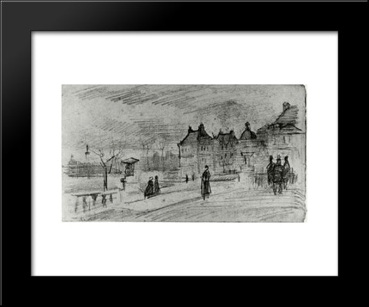 People Walking In Front Of The Palais Du Luxembourg 20x24 Black Modern Wood Framed Art Print Poster by Van Gogh, Vincent