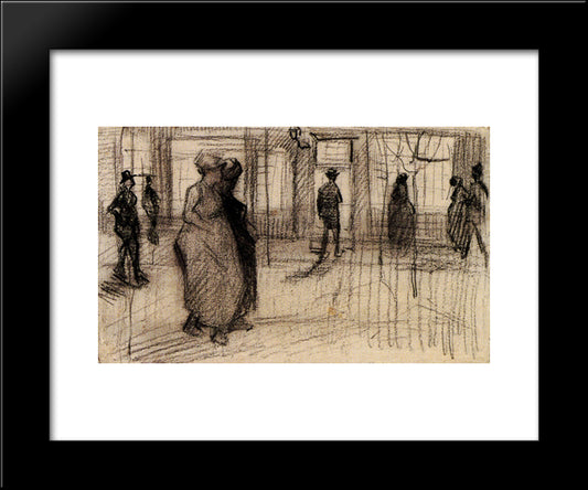 People Walking On A Street In The Evening 20x24 Black Modern Wood Framed Art Print Poster by Van Gogh, Vincent