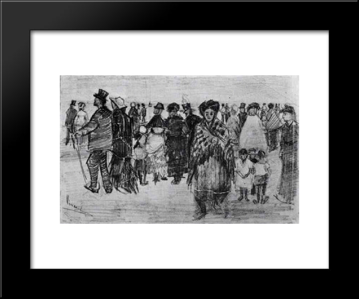 People Walking On The Beach 20x24 Black Modern Wood Framed Art Print Poster by Van Gogh, Vincent