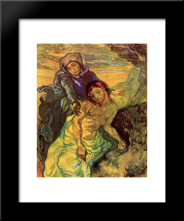 Pieta 20x24 Black Modern Wood Framed Art Print Poster by Van Gogh, Vincent