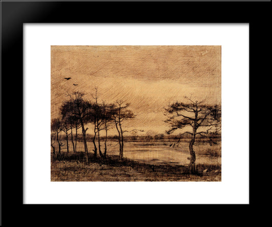 Pine Trees In The Fen 20x24 Black Modern Wood Framed Art Print Poster by Van Gogh, Vincent