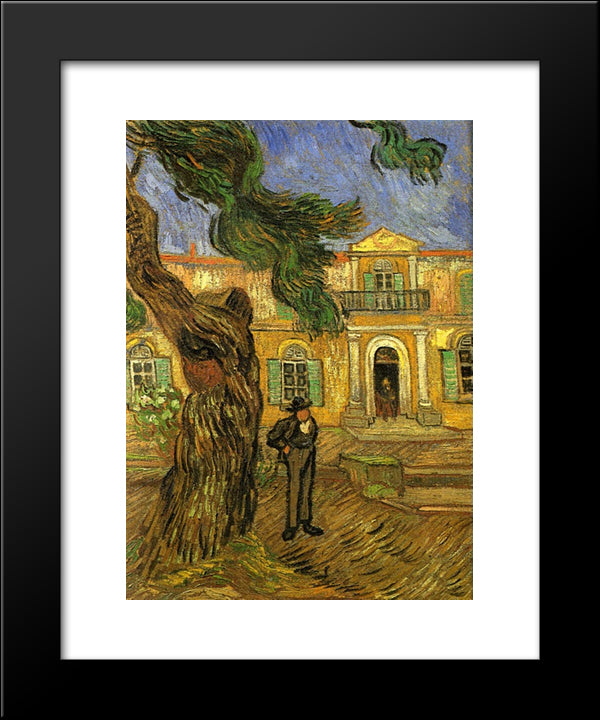 Pine Trees With Figure In The Garden Of Saint-Paul Hospital 20x24 Black Modern Wood Framed Art Print Poster by Van Gogh, Vincent