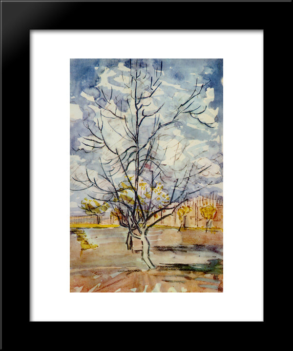 Pink Peach Trees 20x24 Black Modern Wood Framed Art Print Poster by Van Gogh, Vincent