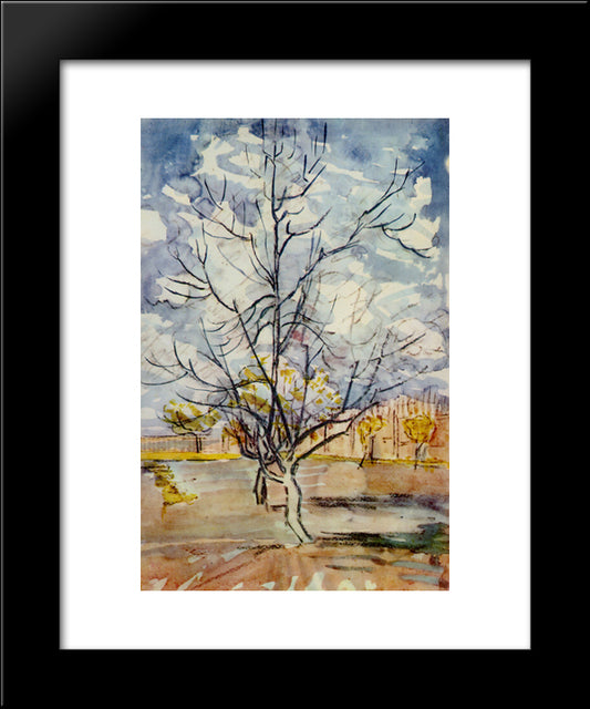 Pink Peach Trees 20x24 Black Modern Wood Framed Art Print Poster by Van Gogh, Vincent