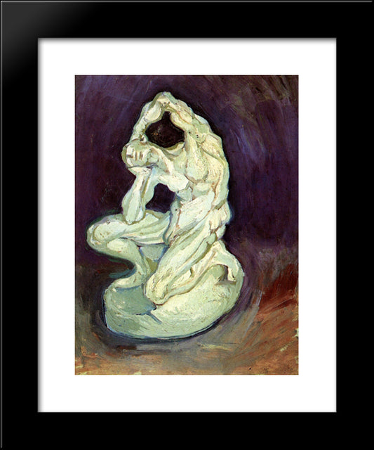 Plaster Statuette Of A Kneeling Man 20x24 Black Modern Wood Framed Art Print Poster by Van Gogh, Vincent