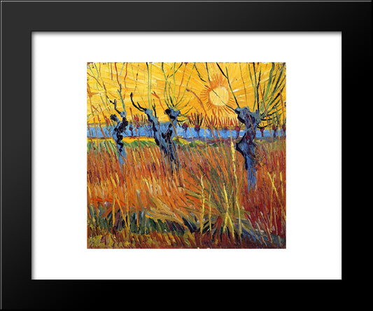 Pollard Willows And Setting Sun 20x24 Black Modern Wood Framed Art Print Poster by Van Gogh, Vincent