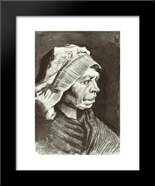 Portrait Of A Woman (Head Of A Peasant Woman With Bonnet) 20x24 Black Modern Wood Framed Art Print Poster by Van Gogh, Vincent