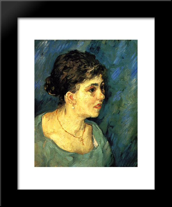 Portrait Of Woman In Blue 20x24 Black Modern Wood Framed Art Print Poster by Van Gogh, Vincent