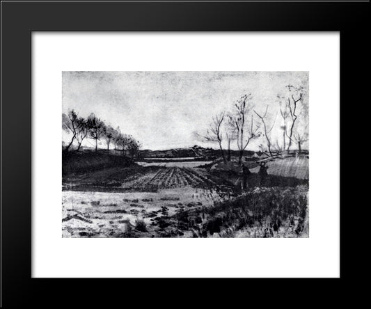 Potato Field Behind The Dunes 20x24 Black Modern Wood Framed Art Print Poster by Van Gogh, Vincent