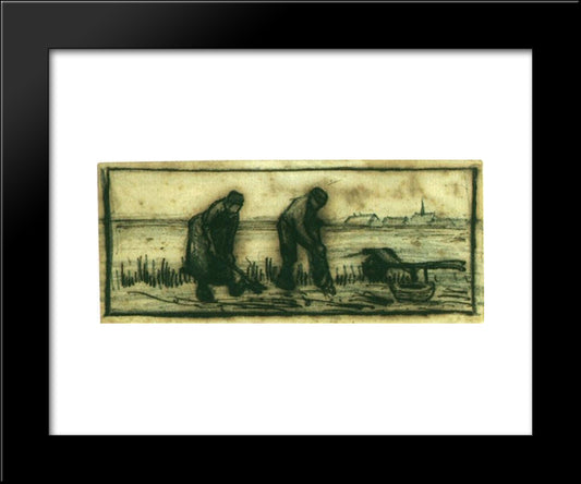 Potato Harvest With Two Figures 20x24 Black Modern Wood Framed Art Print Poster by Van Gogh, Vincent