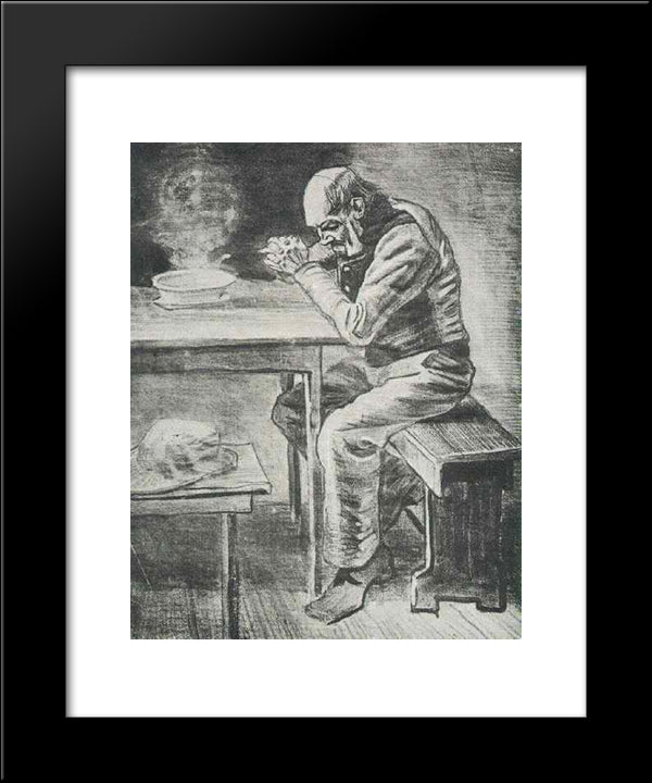 Prayer Before The Meal 20x24 Black Modern Wood Framed Art Print Poster by Van Gogh, Vincent