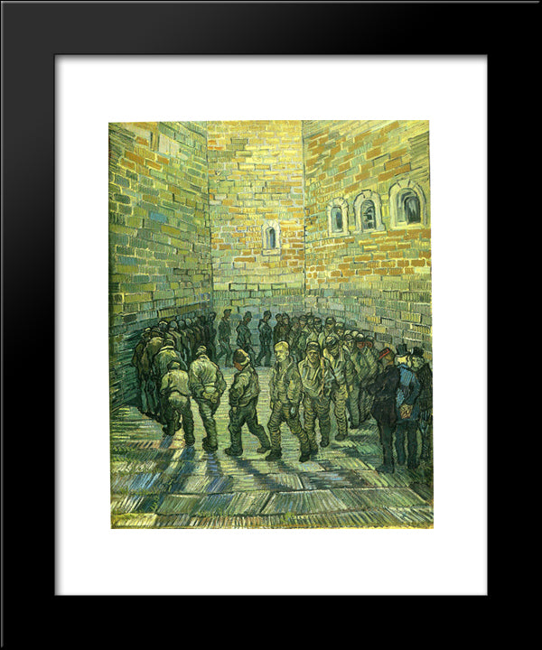 Prisoners Exercising (Prisoners Round) 20x24 Black Modern Wood Framed Art Print Poster by Van Gogh, Vincent