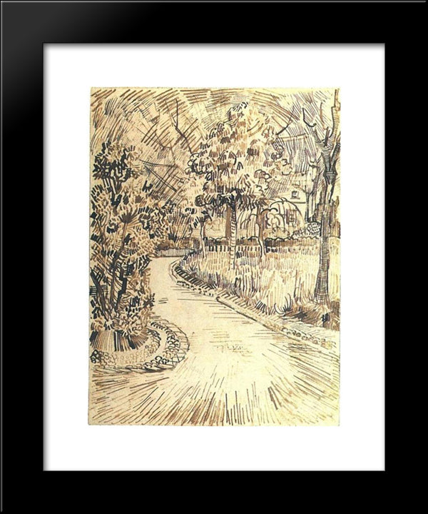 Public Garden With A Corner Of The Yellow House 20x24 Black Modern Wood Framed Art Print Poster by Van Gogh, Vincent