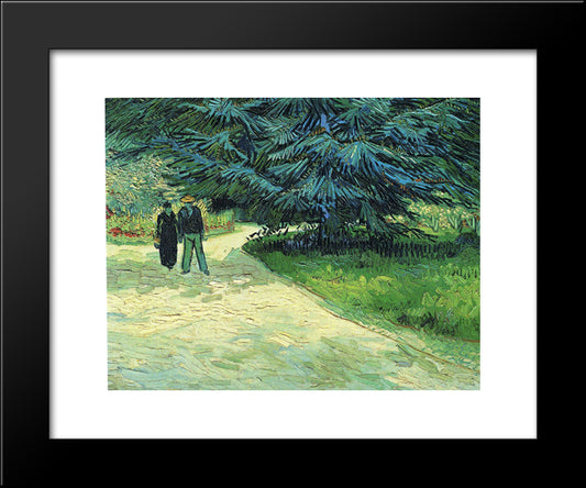 Public Garden With Couple And Blue Fir Tree (The Poet S Garden Iii) 20x24 Black Modern Wood Framed Art Print Poster by Van Gogh, Vincent