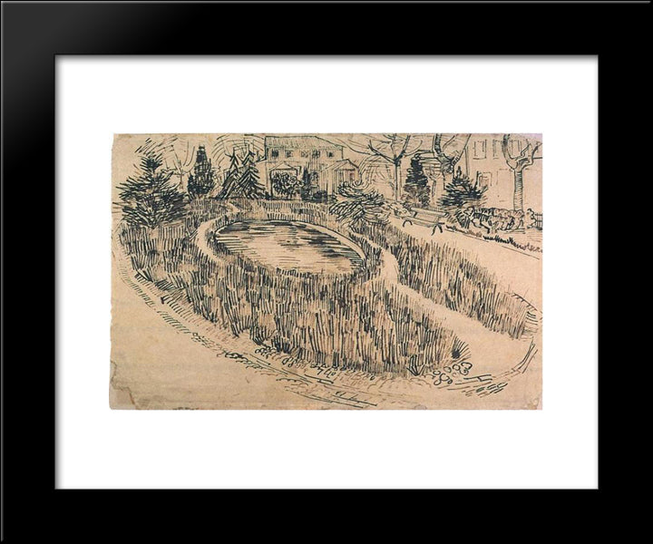 Public Garden With Vincent S House In The Background 20x24 Black Modern Wood Framed Art Print Poster by Van Gogh, Vincent