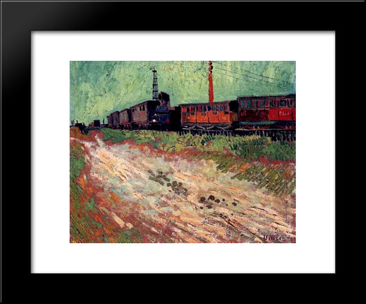 Railway Carriages 20x24 Black Modern Wood Framed Art Print Poster by Van Gogh, Vincent