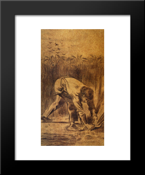 Reaper With Sickle (After Millet) 20x24 Black Modern Wood Framed Art Print Poster by Van Gogh, Vincent