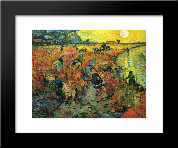 Red Vineyards At Arles 20x24 Black Modern Wood Framed Art Print Poster by Van Gogh, Vincent