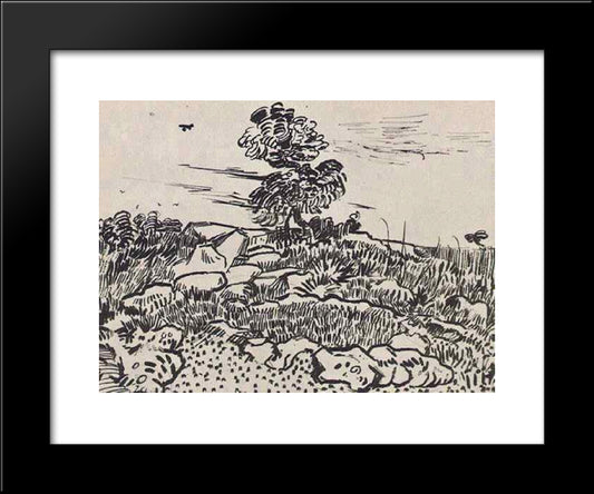 Rocks With Oak Tree 20x24 Black Modern Wood Framed Art Print Poster by Van Gogh, Vincent