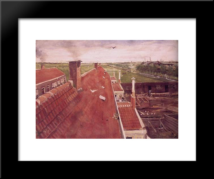 Rooftops 20x24 Black Modern Wood Framed Art Print Poster by Van Gogh, Vincent