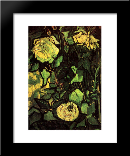 Roses And Beetle 20x24 Black Modern Wood Framed Art Print Poster by Van Gogh, Vincent