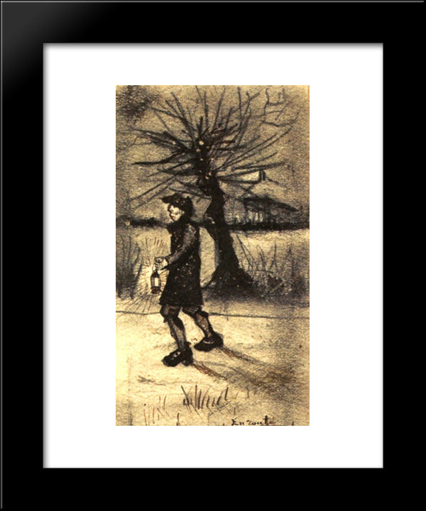 Route 20x24 Black Modern Wood Framed Art Print Poster by Van Gogh, Vincent