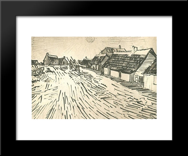 Row Of Cottages In Saintes-Maries 20x24 Black Modern Wood Framed Art Print Poster by Van Gogh, Vincent