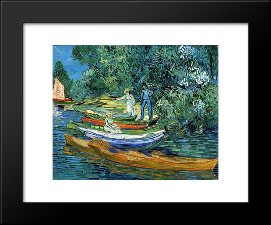 Rowing Boats On The Banks Of The Oise 20x24 Black Modern Wood Framed Art Print Poster by Van Gogh, Vincent