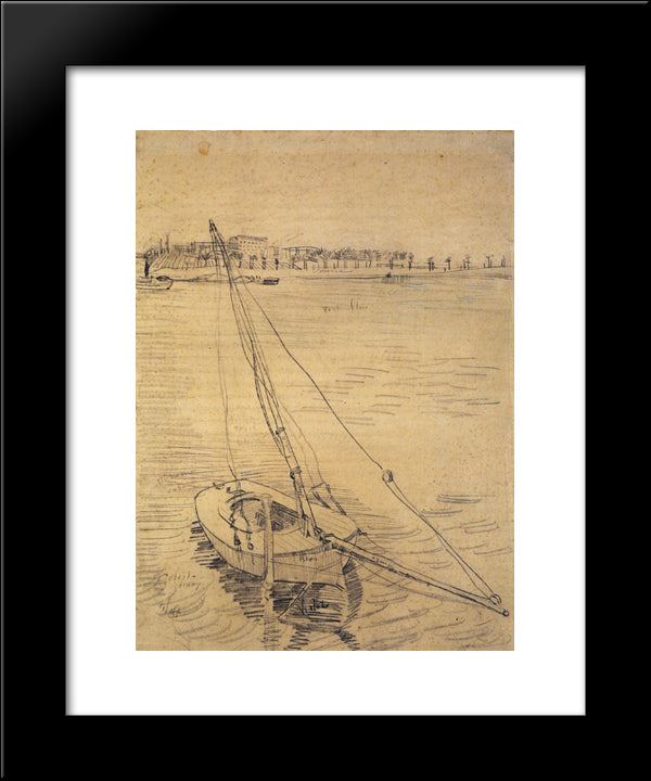 Sailing Boat On The Seine At Asnieres 20x24 Black Modern Wood Framed Art Print Poster by Van Gogh, Vincent