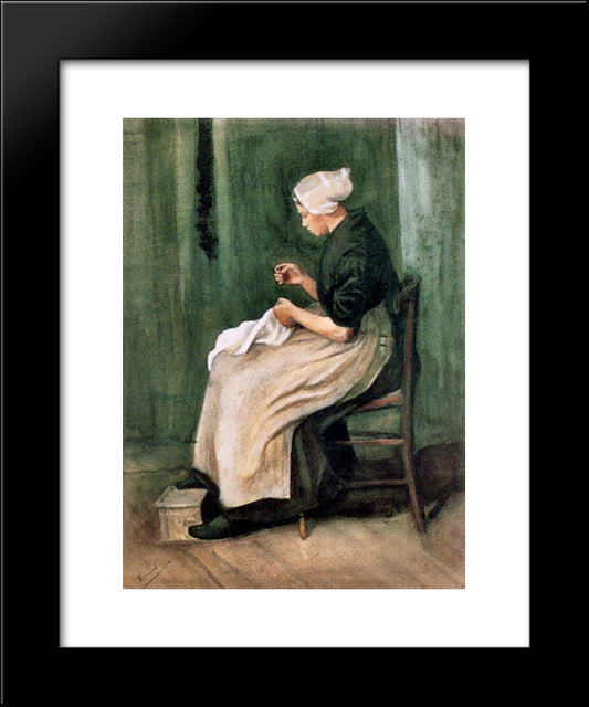 Scheveningen Woman Sewing 20x24 Black Modern Wood Framed Art Print Poster by Van Gogh, Vincent