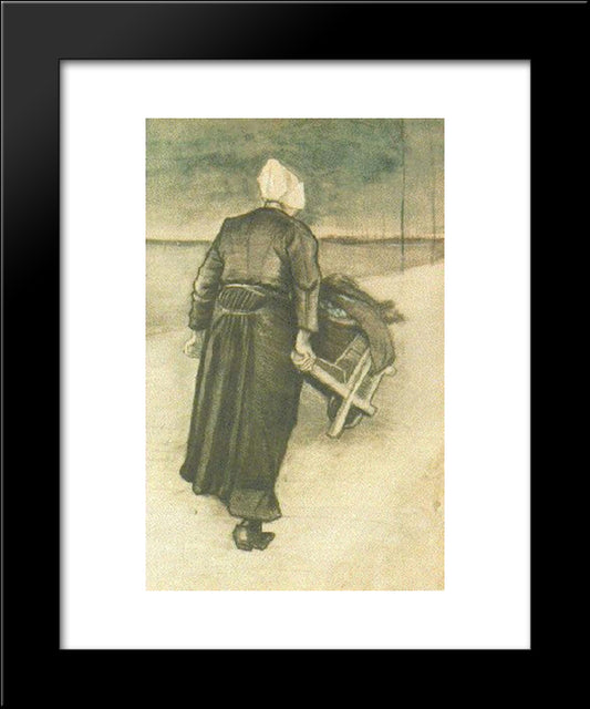 Scheveningen Woman With Wheeelbarrow 20x24 Black Modern Wood Framed Art Print Poster by Van Gogh, Vincent