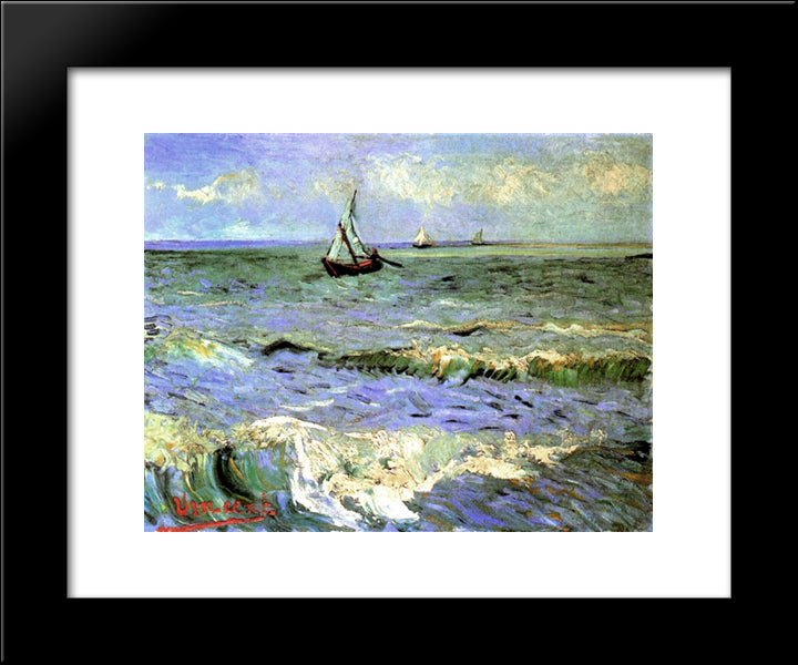 Seascape At Saintes-Maries 20x24 Black Modern Wood Framed Art Print Poster by Van Gogh, Vincent