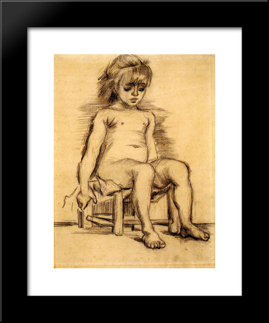 Seated Girl Seen From The Front 20x24 Black Modern Wood Framed Art Print Poster by Van Gogh, Vincent