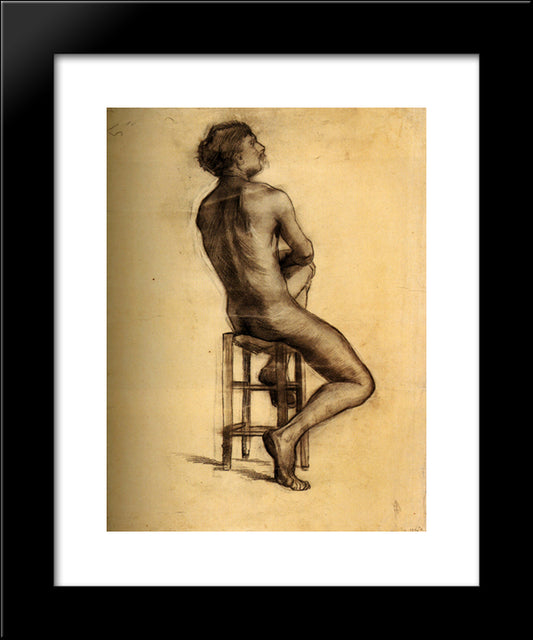 Seated Male Nude Seen From The Back 20x24 Black Modern Wood Framed Art Print Poster by Van Gogh, Vincent