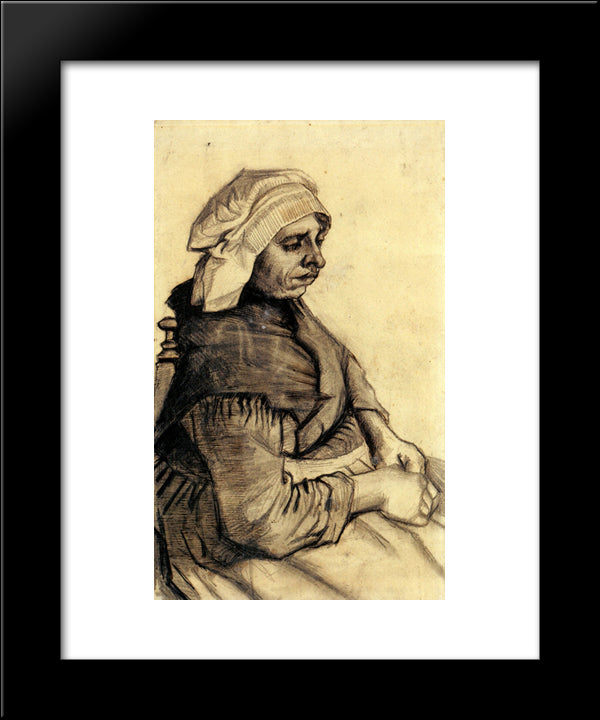 Seated Woman 20x24 Black Modern Wood Framed Art Print Poster by Van Gogh, Vincent