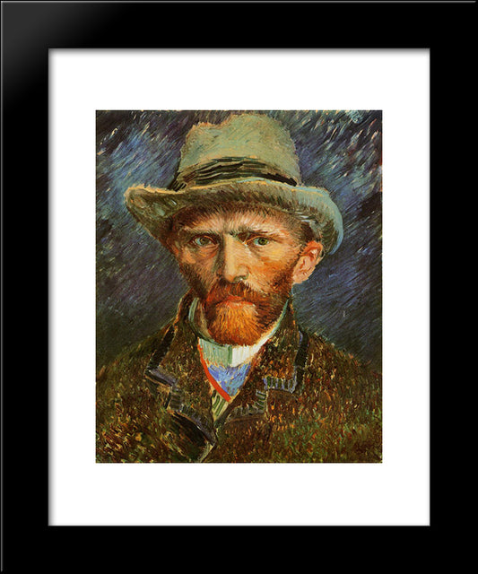 Self Portrait With A Grey Felt Hat 20x24 Black Modern Wood Framed Art Print Poster by Van Gogh, Vincent