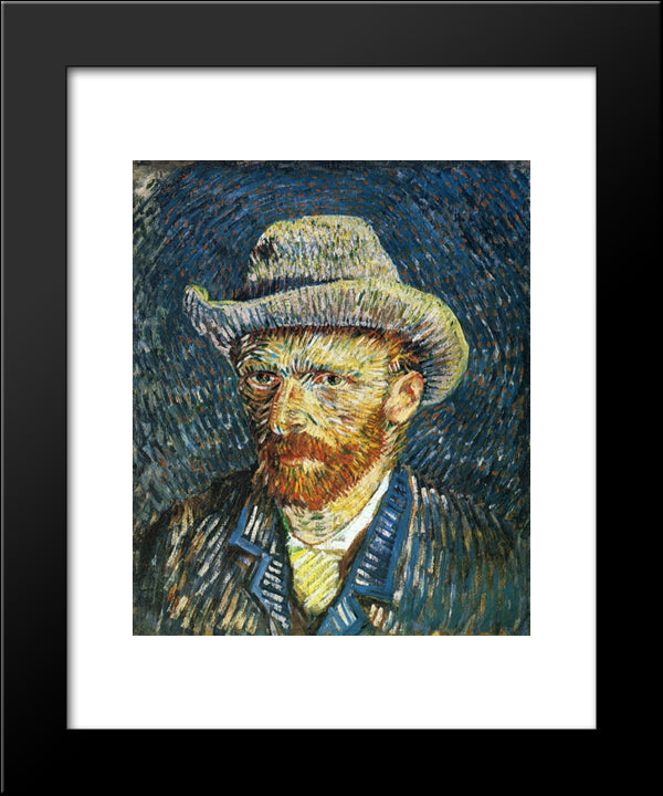 Self Portrait With Felt Hat 20x24 Black Modern Wood Framed Art Print Poster by Van Gogh, Vincent