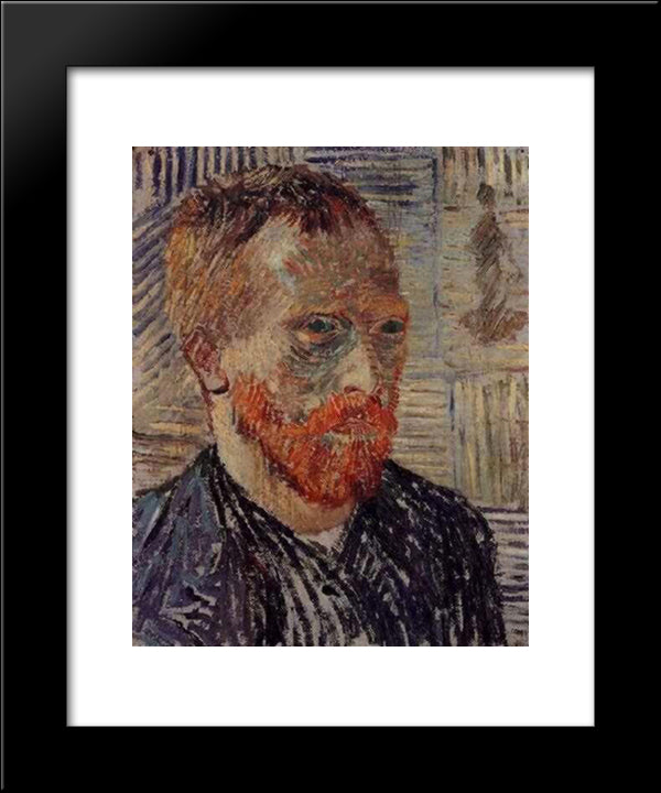 Self-Portrait With A Japanese Print 20x24 Black Modern Wood Framed Art Print Poster by Van Gogh, Vincent